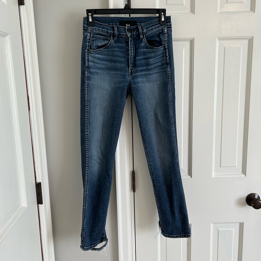 3x1 Distressed Hem Skinny Denim